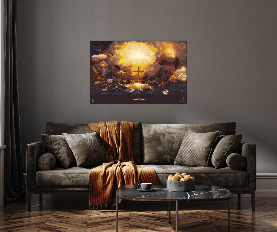 Bible Prophecy Modern Christian Home Decor Artwork | The Story of Prophecy - 40 inch poster - The Great Controversy illustration - Daniel & Revelation Art - Church art, kingdoms in Bible Prophecy, Empires throughout history, the kingdom of heaven, the kingdom of man