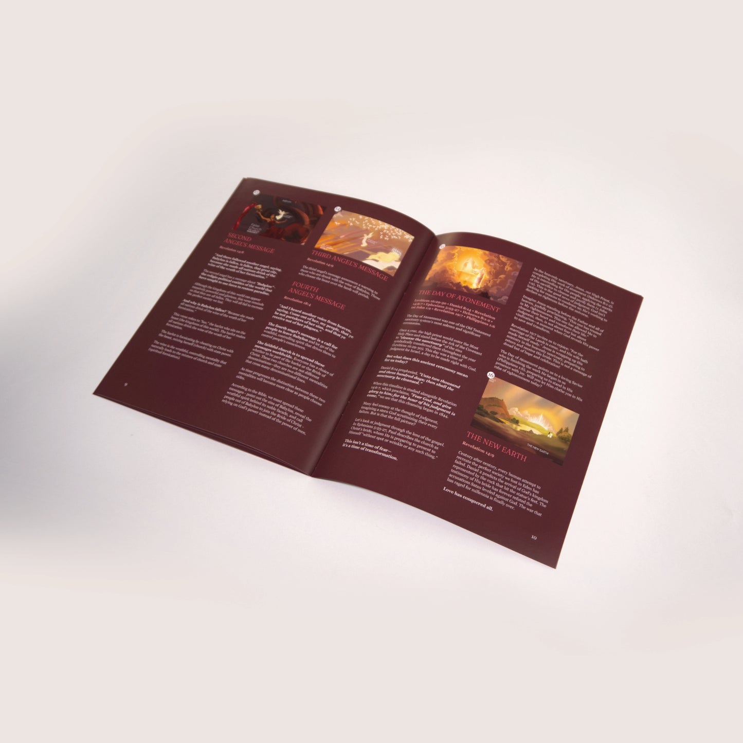 The Story of Prophecy | Bible Prophecy guide booklet open - Bible Prophecy Christian Home Decor Artwork - Daniel & Revelation Art - The Great Controversy illustration - The three angel's messages, the day of atonement, the new earth, kingdoms in Bible Prophecy, Empires throughout history