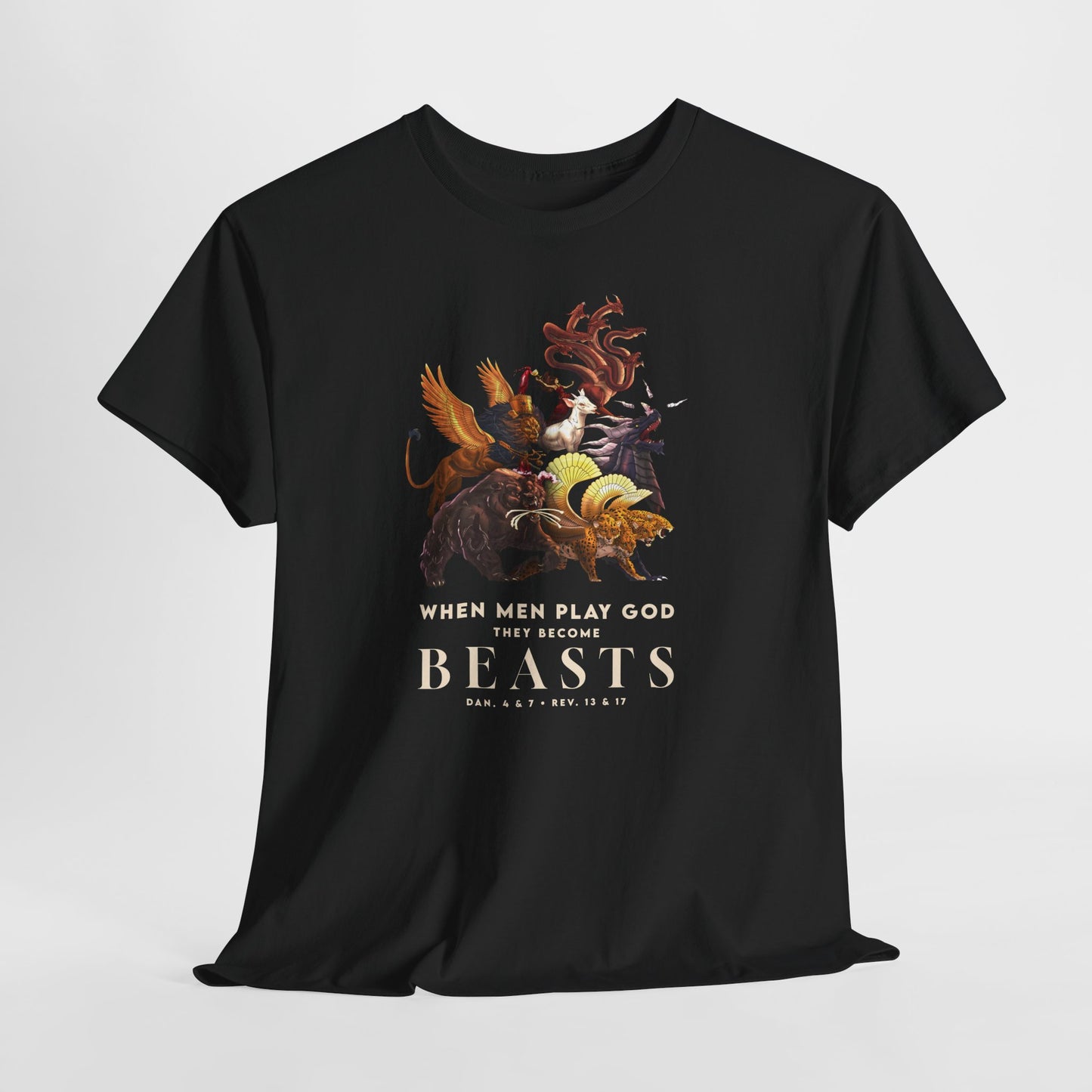 Beasts Graphic Tee — "When Men Play God" Religious Vintage Prophecy Design