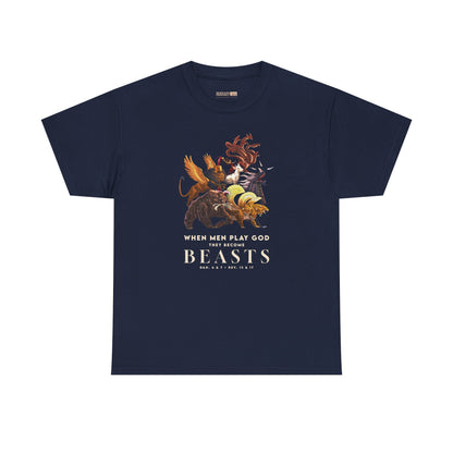 Beasts Graphic Tee — "When Men Play God" Religious Vintage Prophecy Design