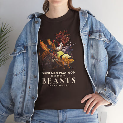 Beasts Graphic Tee — "When Men Play God" Religious Vintage Prophecy Design