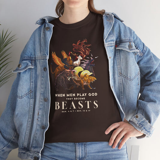 Beasts Graphic Tee — "When Men Play God" Religious Vintage Prophecy Design