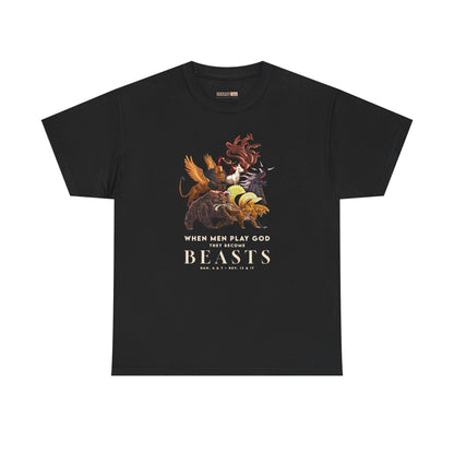 Beasts Graphic Tee — "When Men Play God" Religious Vintage Prophecy Design