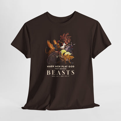 Beasts Graphic Tee — "When Men Play God" Religious Vintage Prophecy Design