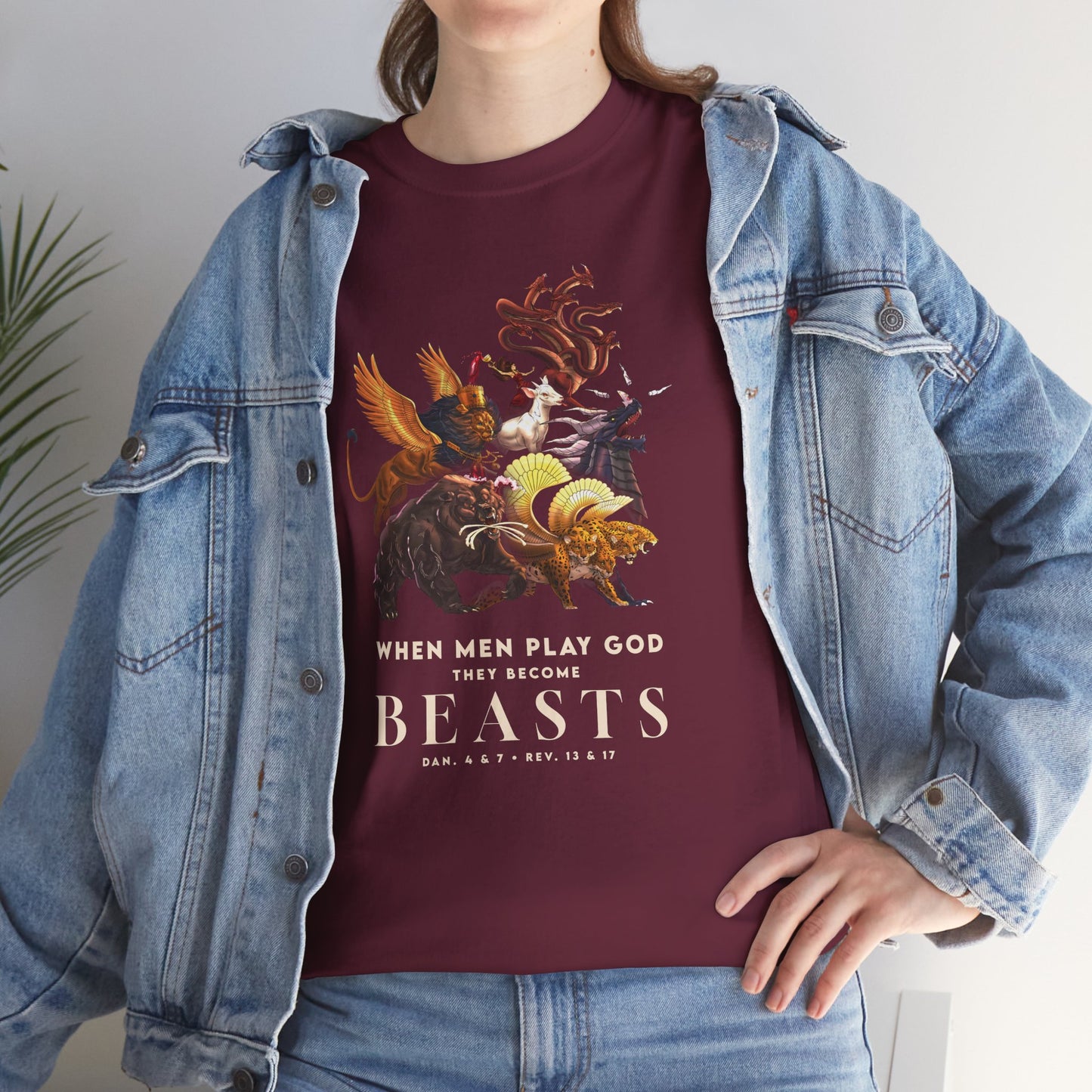 Beasts Graphic Tee — "When Men Play God" Religious Vintage Prophecy Design