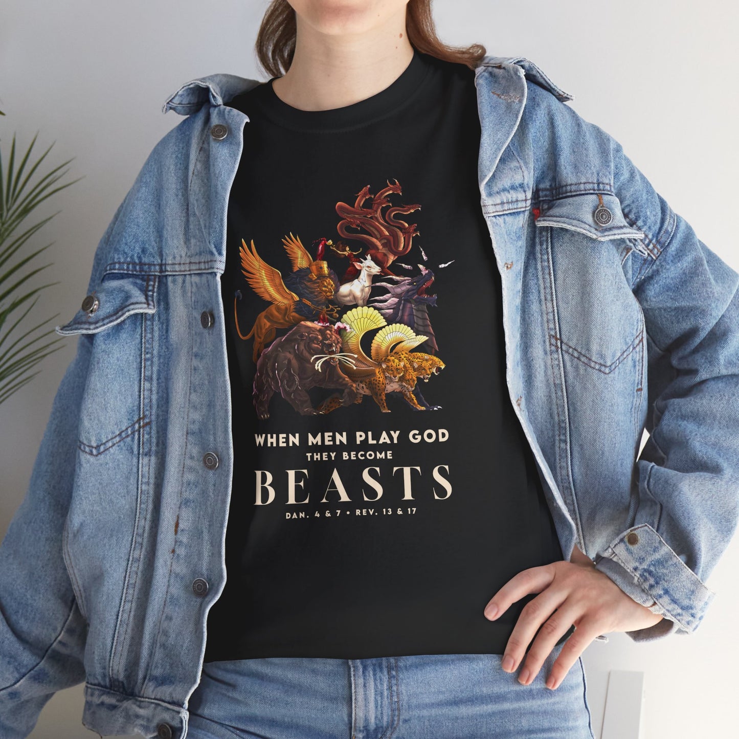 Beasts Graphic Tee — "When Men Play God" Religious Vintage Prophecy Design
