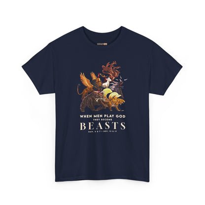 Beasts Graphic Tee — "When Men Play God" Religious Vintage Prophecy Design