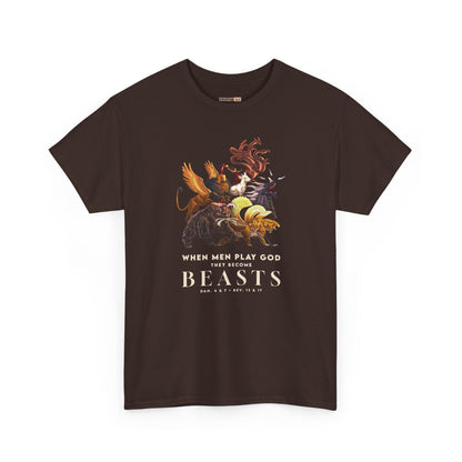 Beasts Graphic Tee — "When Men Play God" Religious Vintage Prophecy Design