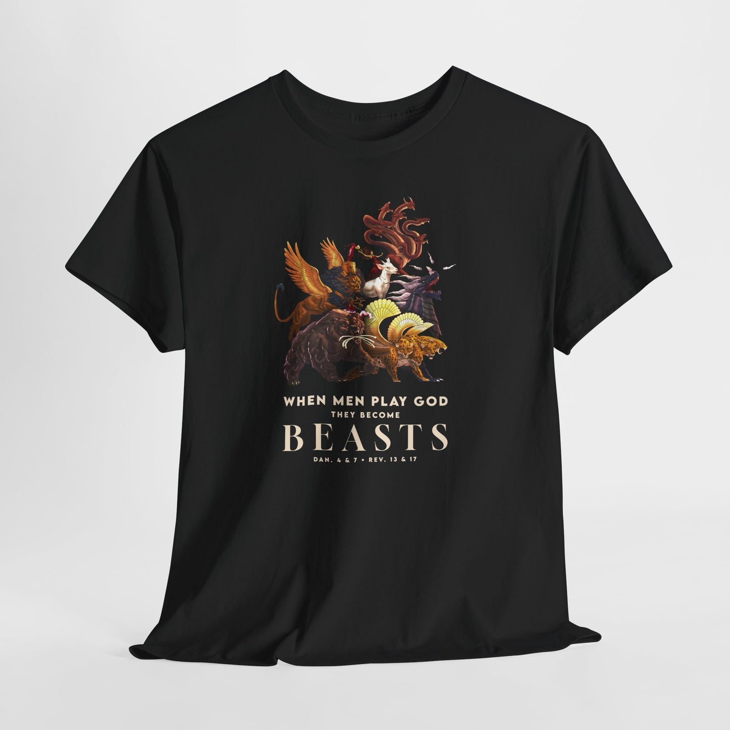 Beasts Graphic Tee — "When Men Play God" Religious Vintage Prophecy Design