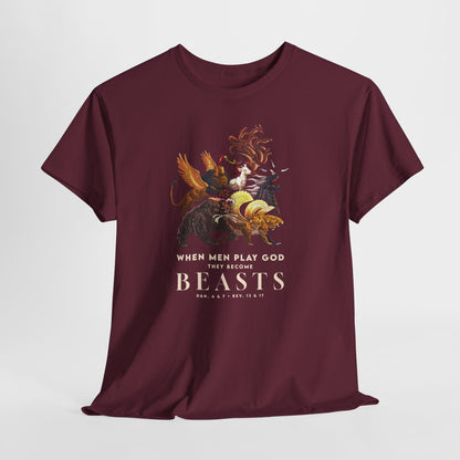Beasts Graphic Tee — "When Men Play God" Religious Vintage Prophecy Design