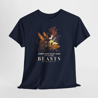 Beasts Graphic Tee — "When Men Play God" Religious Vintage Prophecy Design