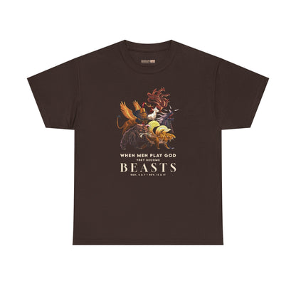 Beasts Graphic Tee — "When Men Play God" Religious Vintage Prophecy Design