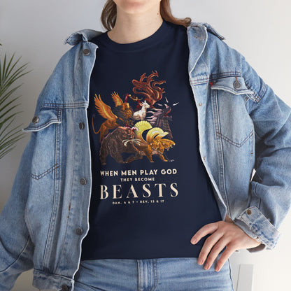 Beasts Graphic Tee — "When Men Play God" Religious Vintage Prophecy Design