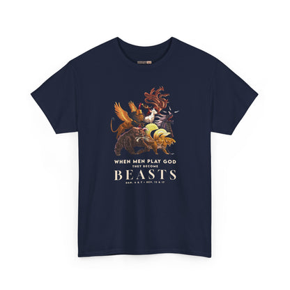Beasts Graphic Tee — "When Men Play God" Religious Vintage Prophecy Design